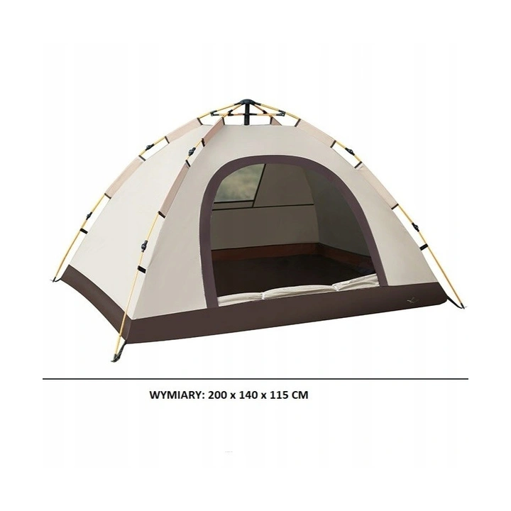 ECARLA namiot kempingowy składany 2-3 osobowy 200x140x115cm Kremowy BAL12K