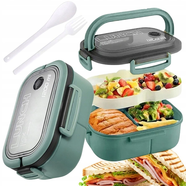 ECARLA Lunch Box śniadaniówka ze sztućcami 21x14,5x8cm Mięta PJM44M