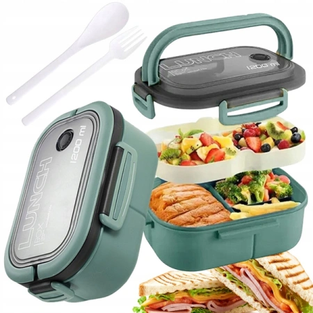 ECARLA Lunch Box śniadaniówka ze sztućcami 21x14,5x8cm Mięta PJM44M
