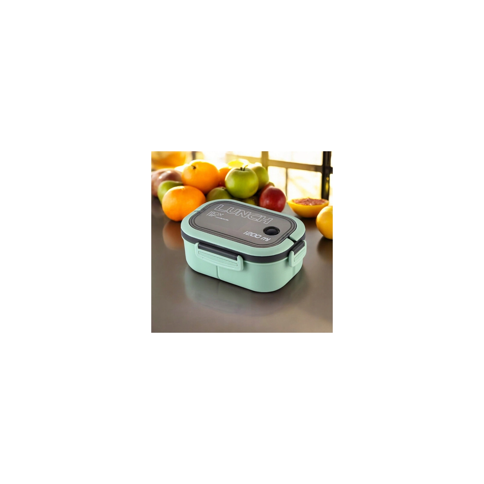 ECARLA Lunch Box śniadaniówka ze sztućcami 21x14,5x8cm Mięta PJM44M