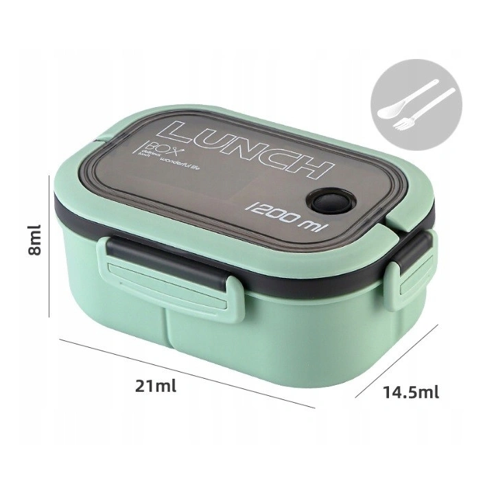 ECARLA Lunch Box śniadaniówka ze sztućcami 21x14,5x8cm Mięta PJM44M