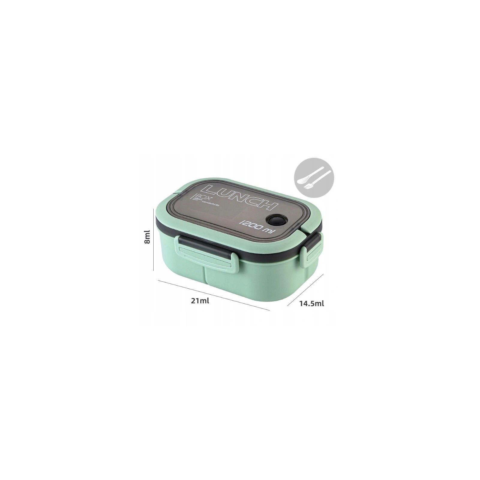 ECARLA Lunch Box śniadaniówka ze sztućcami 21x14,5x8cm Mięta PJM44M