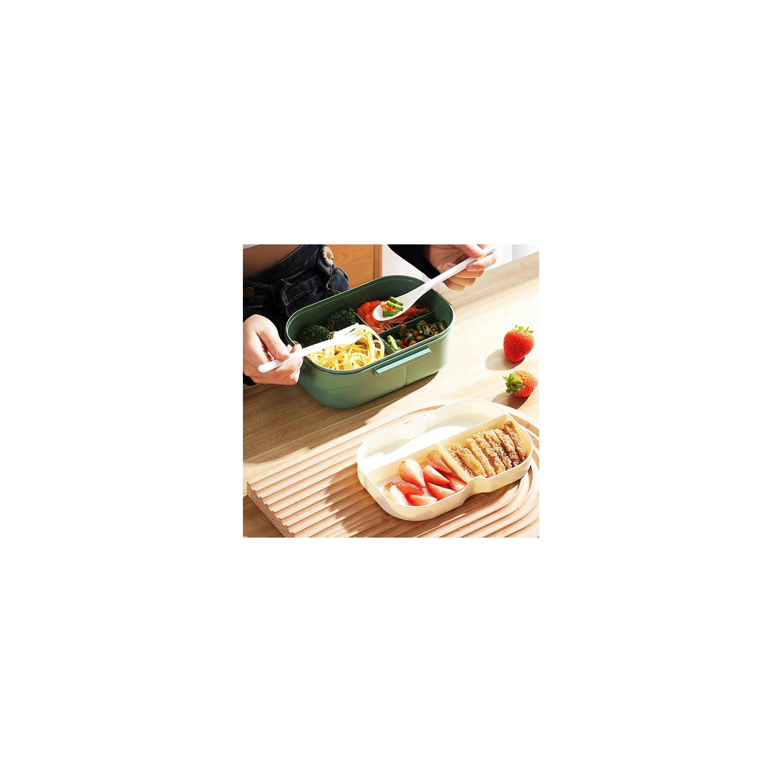 ECARLA Lunch Box śniadaniówka ze sztućcami 21x14,5x8cm Mięta PJM44M