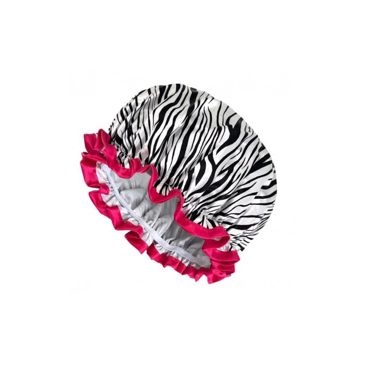ECARLA czepek ochronny na włosy, do spania ZEBRA Biało czarny KCZ02