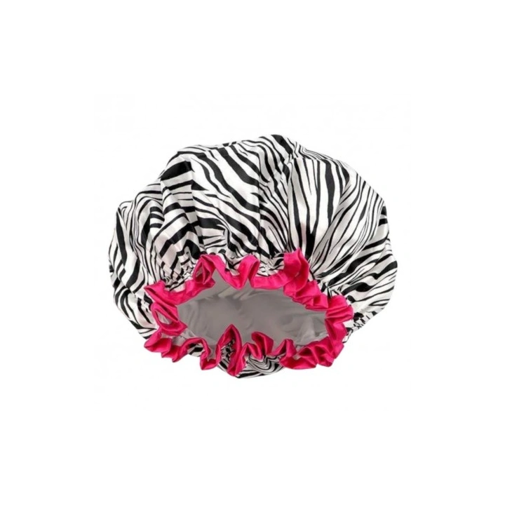 ECARLA czepek ochronny na włosy, do spania ZEBRA Biało czarny KCZ02
