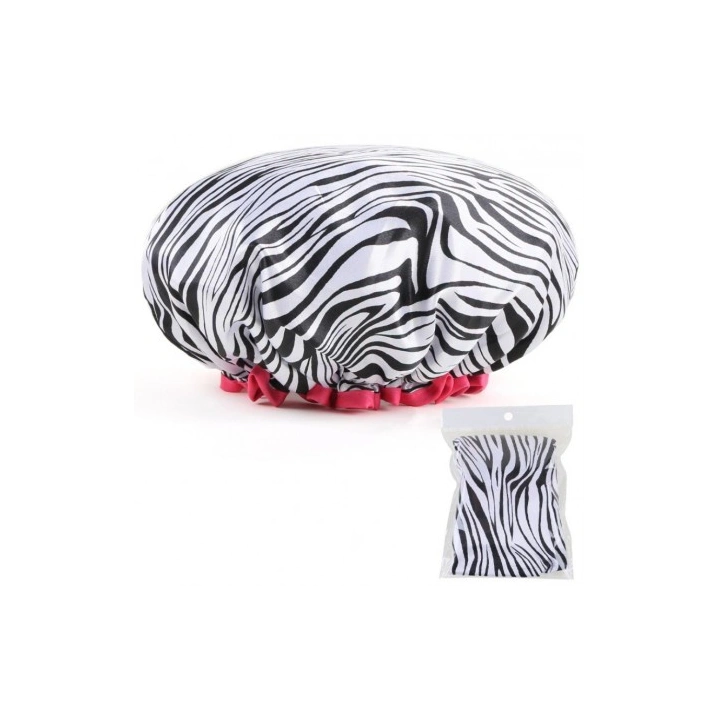 ECARLA czepek ochronny na włosy, do spania ZEBRA Biało czarny KCZ02