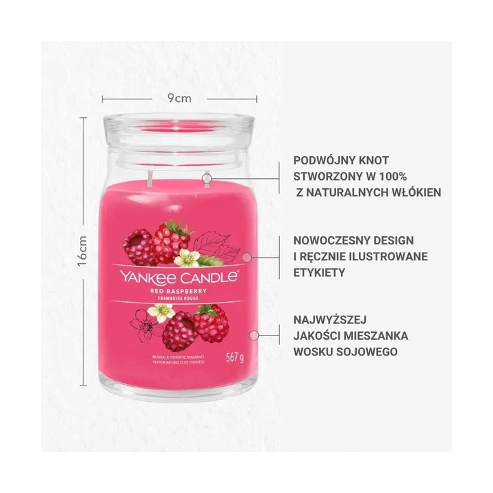 YANKEE CANDLE Signature Duża świeca w słoiku RED RASPBERRY 567g