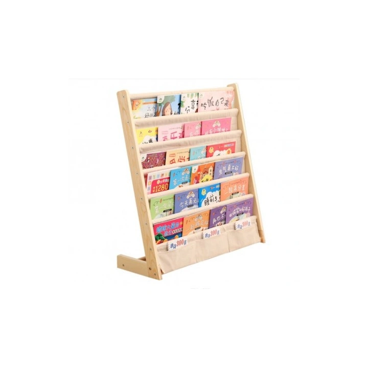 ECARLA regał organizer na książki z kieszonkami 6-poziomowy 79x60cm SZ45