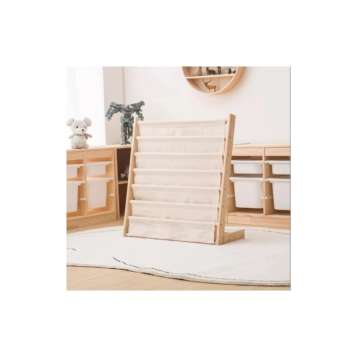 ECARLA regał organizer na książki z kieszonkami 6-poziomowy 79x60cm SZ45