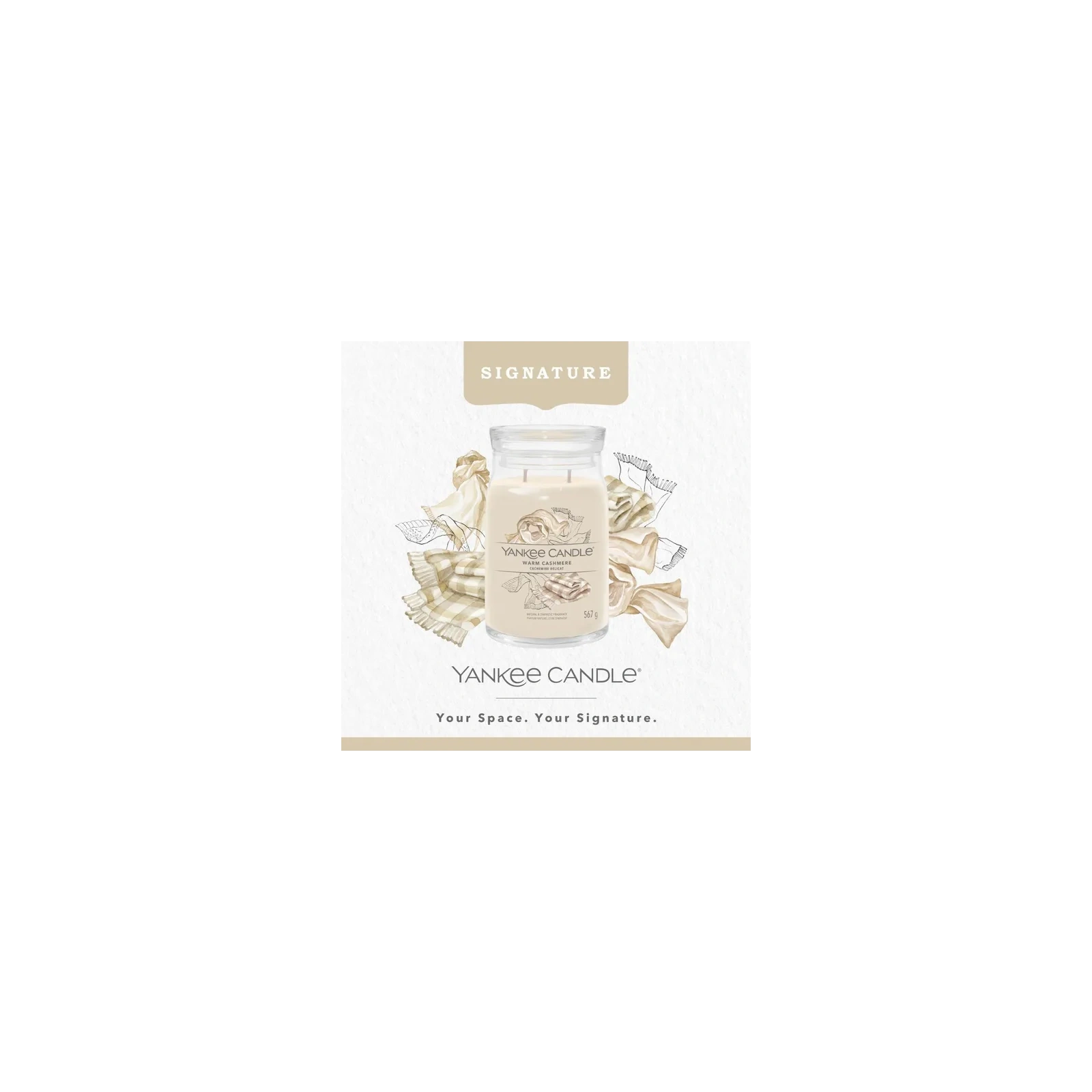 YANKEE CANDLE Signature Duża świeca w słoiku WARM CASHMERE 567g