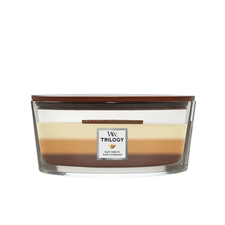 WOODWICK Hearthwick Trilogy świeca w słoiku elipsa CAFÉ SWEETS 453g 