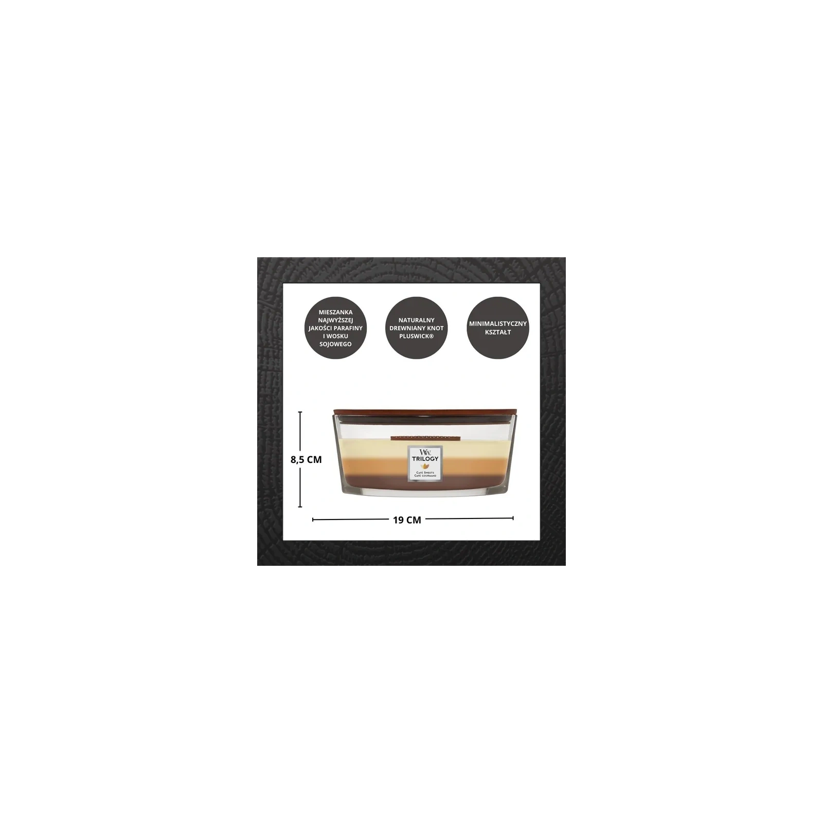 WOODWICK Hearthwick Trilogy świeca w słoiku elipsa CAFÉ SWEETS 453g 