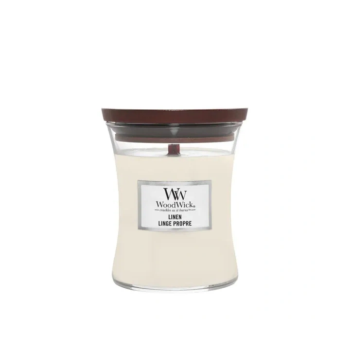 WOODWICK PlusWick średnia świeca w słoiku LINEN 275g