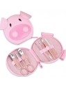ECARLA zestaw akcesoriów do manicure w etui Różowa Świnka AK07