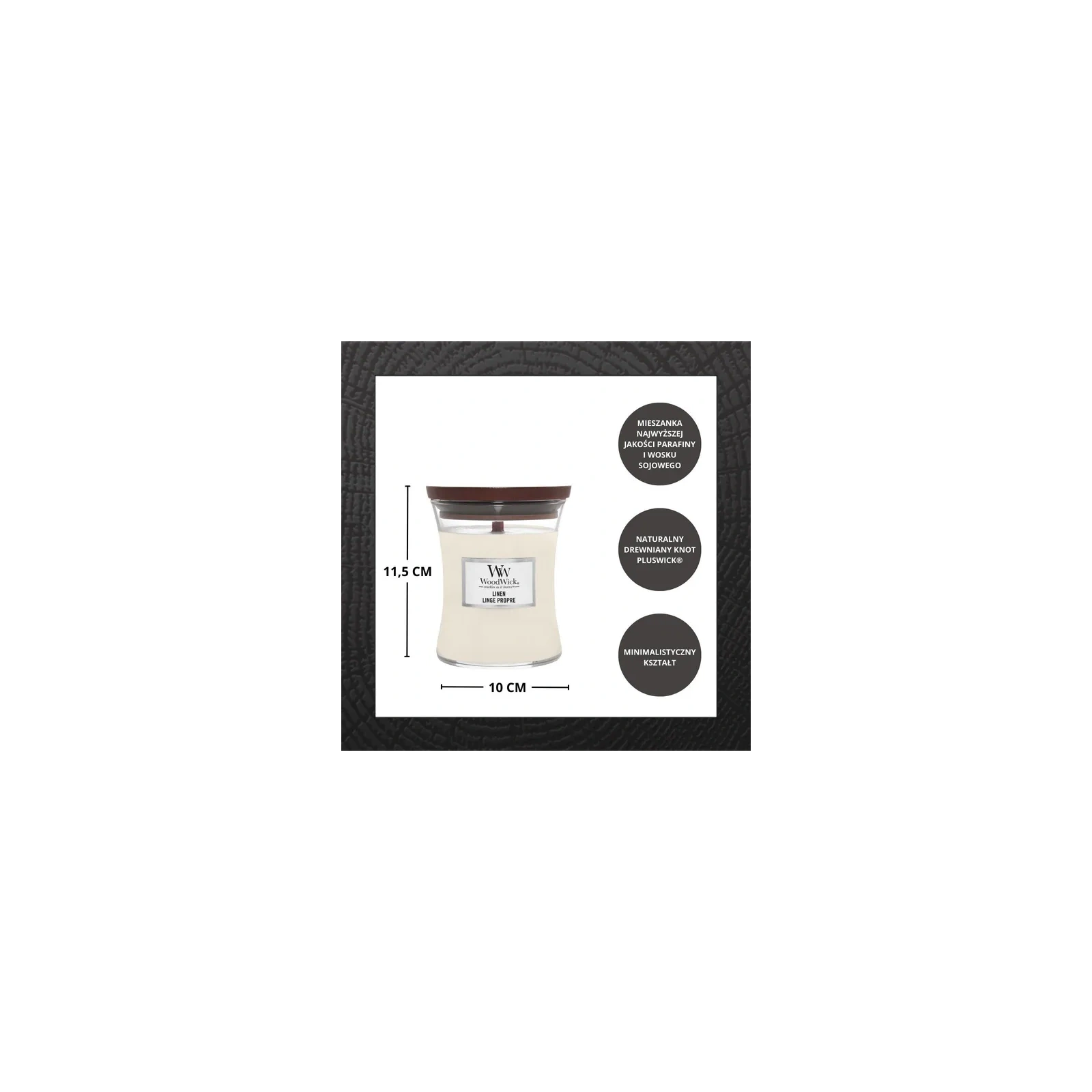 WOODWICK PlusWick średnia świeca w słoiku LINEN 275g