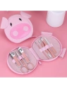 ECARLA zestaw akcesoriów do manicure w etui Różowa Świnka AK07