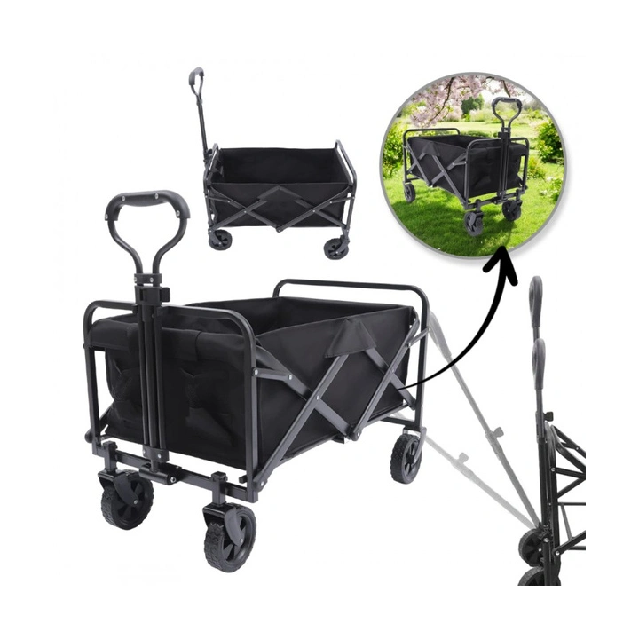 ECARLA wózek transportowy przyczepka ogrodowa 72x47x68-87cm składany metalowy AR07CZ