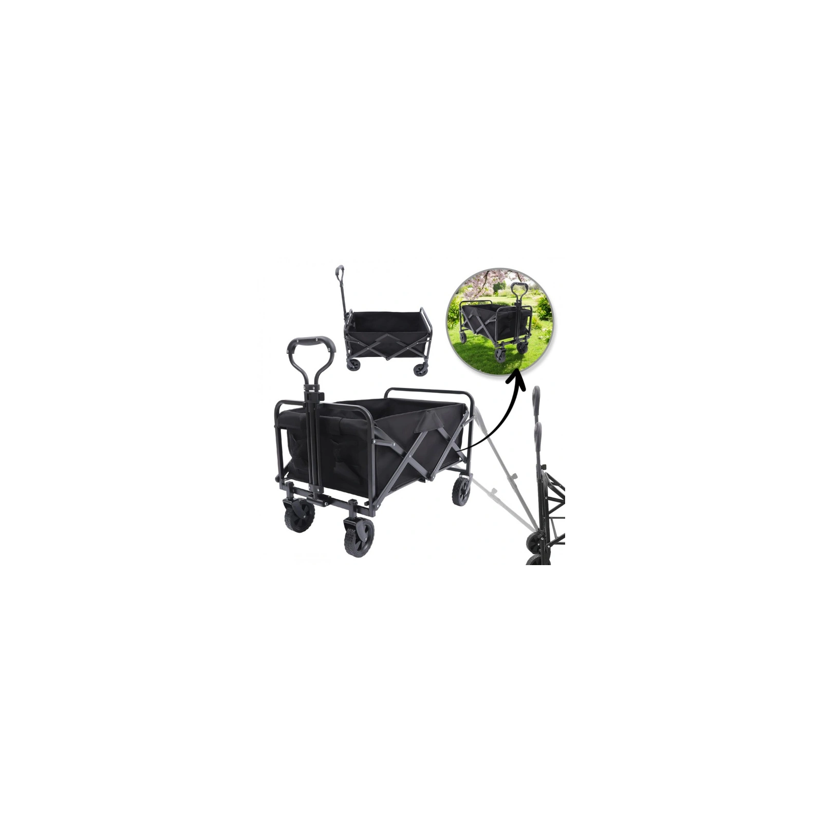 ECARLA wózek transportowy przyczepka ogrodowa 72x47x68-87cm składany metalowy AR07CZ