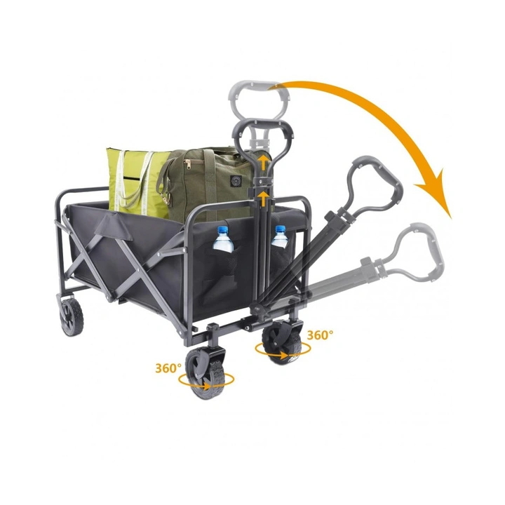 ECARLA wózek transportowy przyczepka ogrodowa 72x47x68-87cm składany metalowy AR07CZ