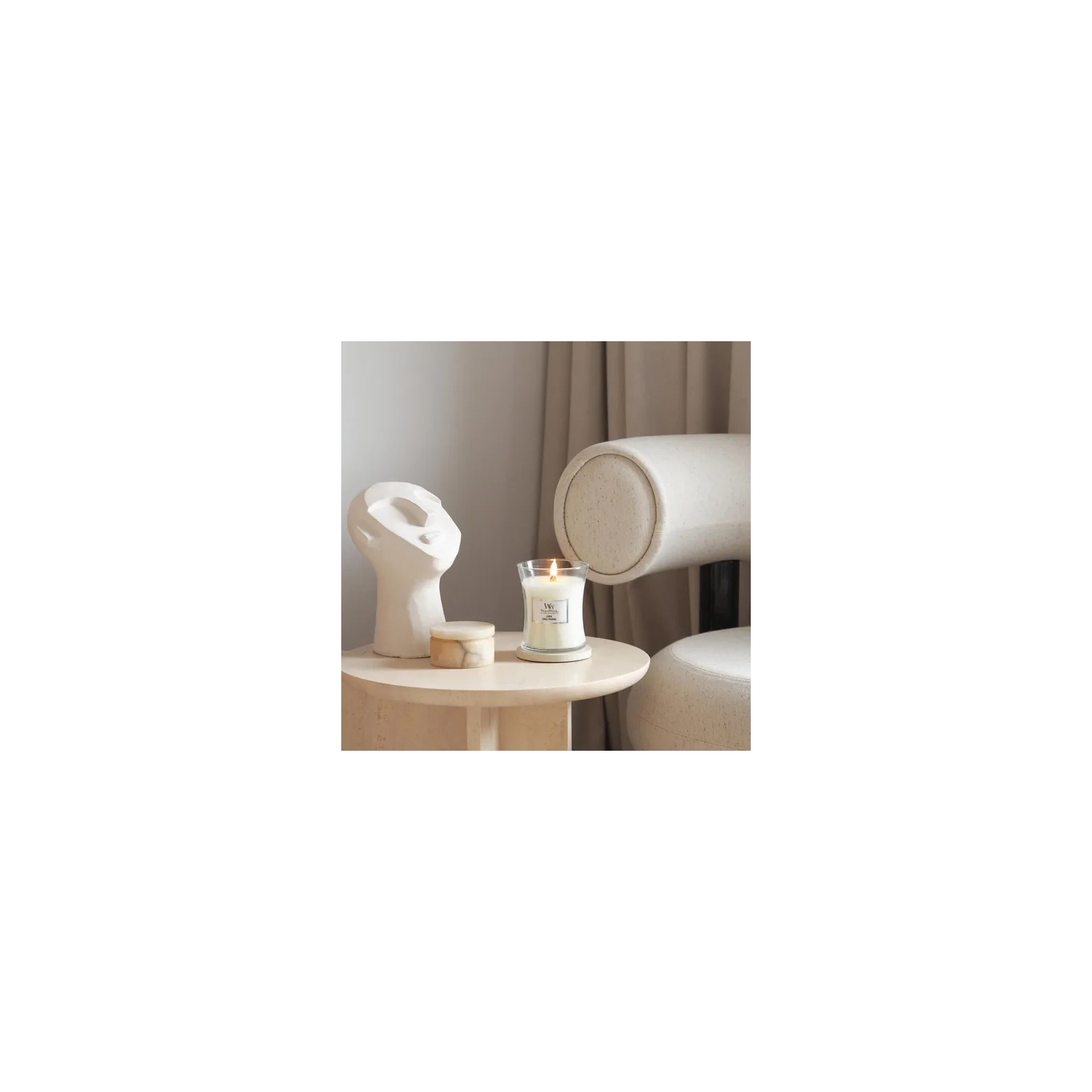 WOODWICK PlusWick średnia świeca w słoiku LINEN 275g