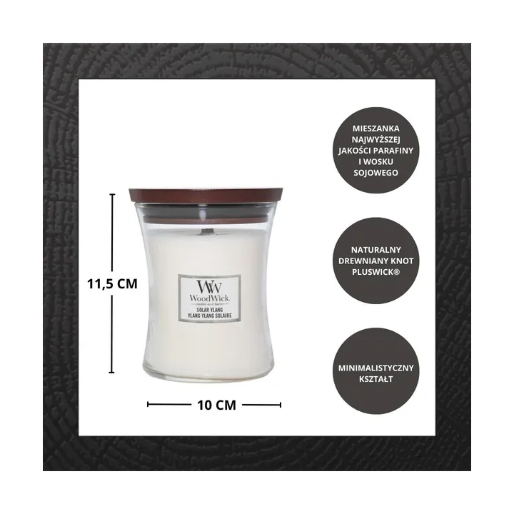 WOODWICK PlusWick średnia świeca w słoiku SOLAR YLANG 275g