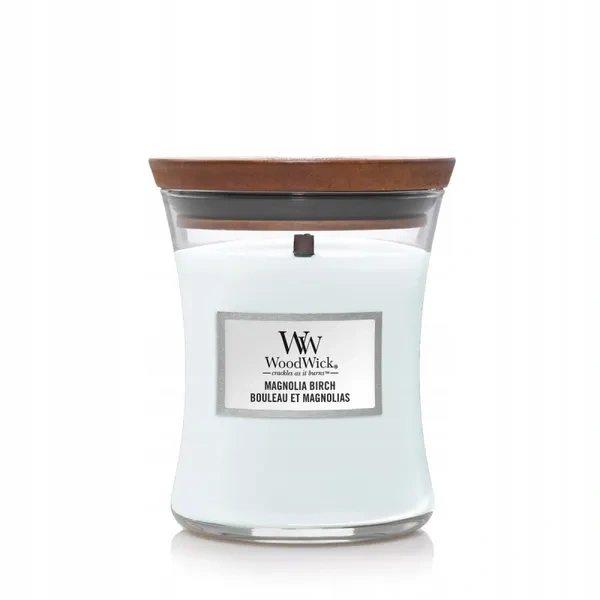 WOODWICK PlusWick średnia świeca w słoiku MAGNOLIA BIRCH 275g