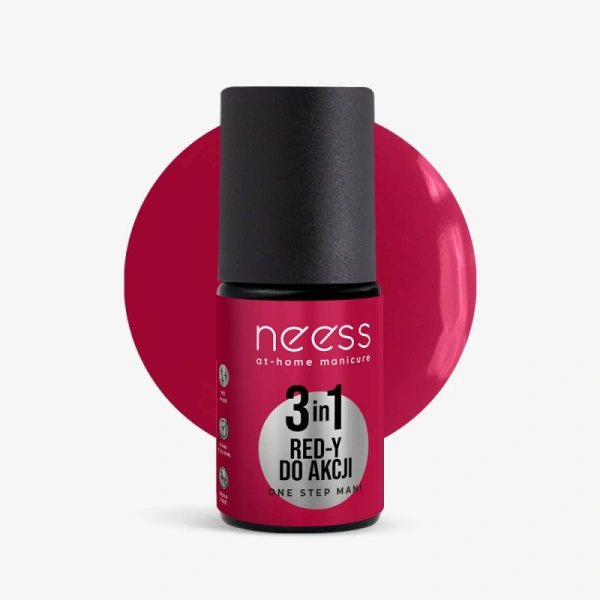 NEESS One Step Mani 3w1 lakier hybrydowy 7316 Red-y do akcji 4ml