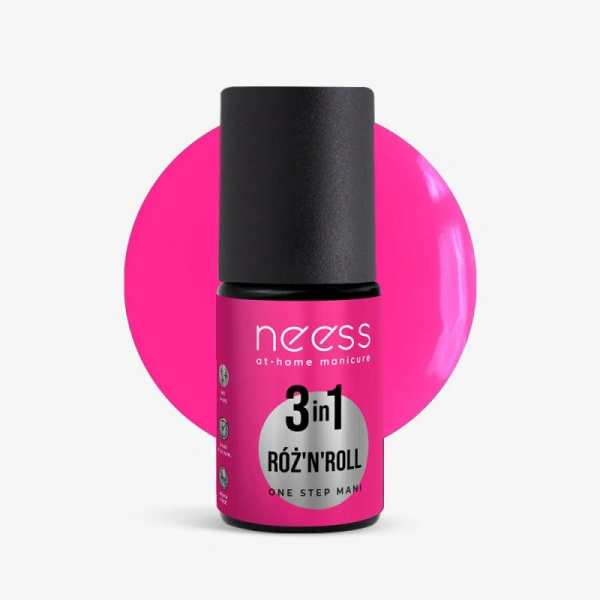 NEESS One Step lakier hybrydowy 3W1 baza lakier top Róż"N"ROLL 4ml