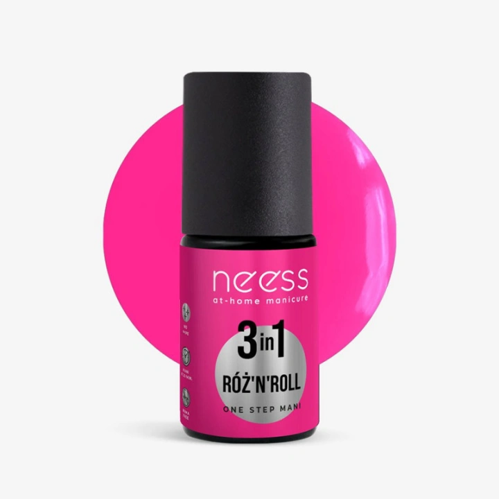 NEESS One Step lakier hybrydowy 3W1 baza lakier top Róż"N"ROLL 4ml