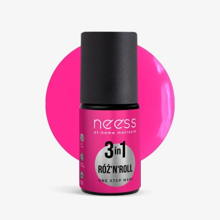 NEESS One Step lakier hybrydowy 3W1 baza lakier top Róż"N"ROLL 4ml