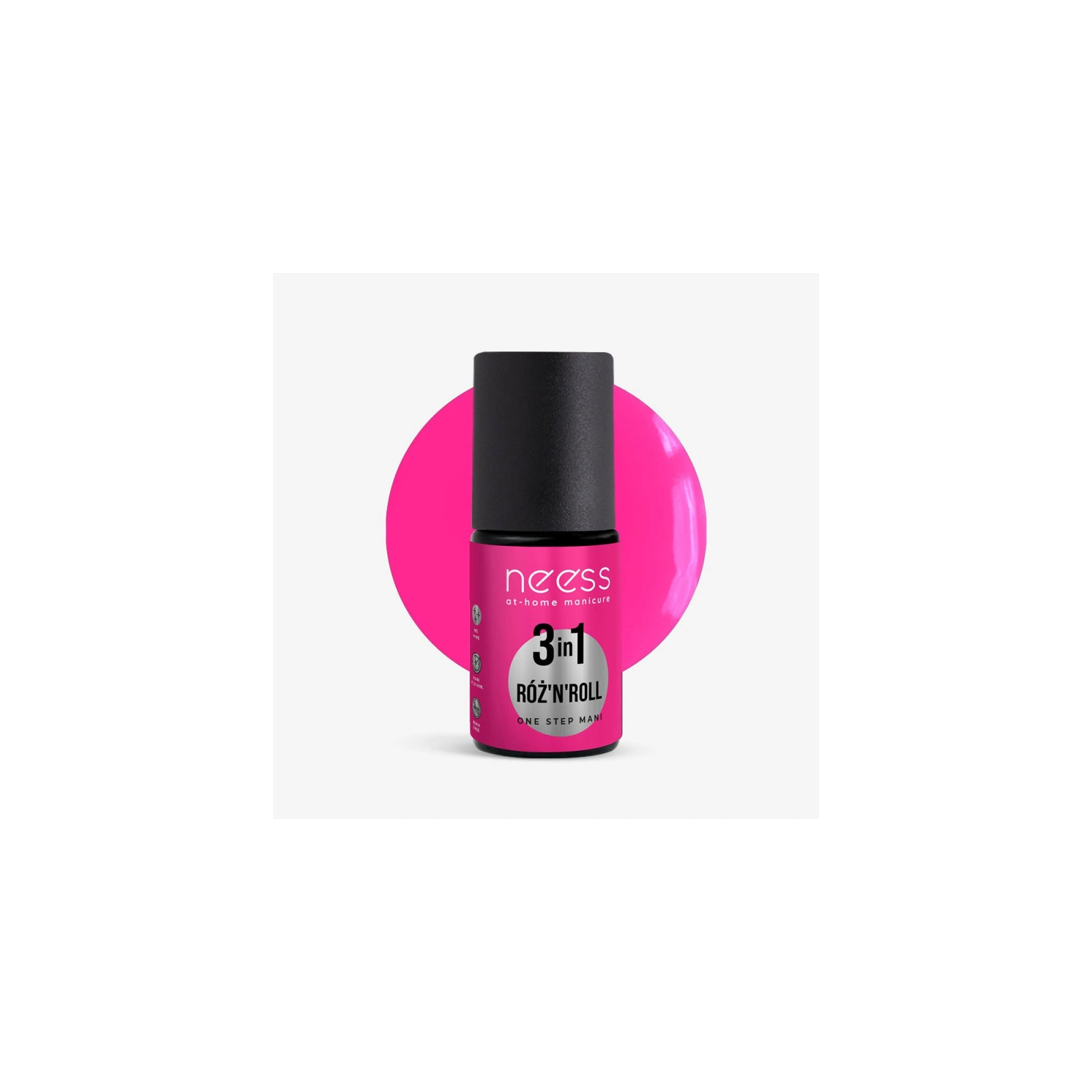 NEESS One Step lakier hybrydowy 3W1 baza lakier top Róż"N"ROLL 4ml