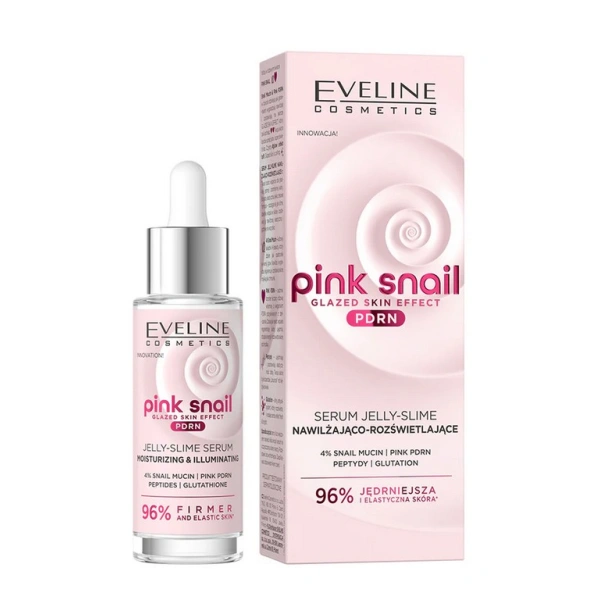 EVELINE Pink Snail Glazed Skin Effect nawilżająco-rozświetlające serum do twarzy 30ml