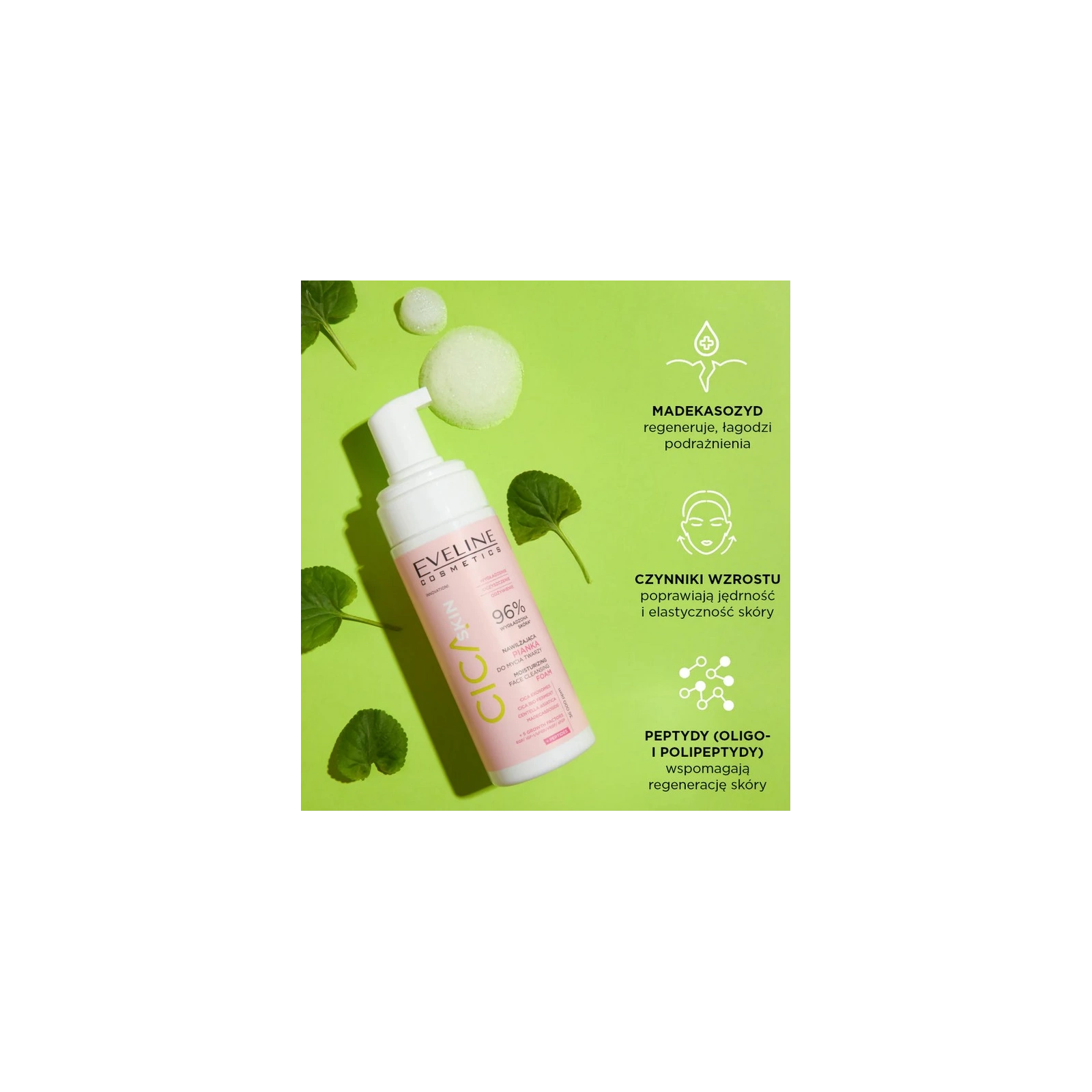 EVELINE Cica Skin nawilżająca pianka do mycia twarzy 150ml