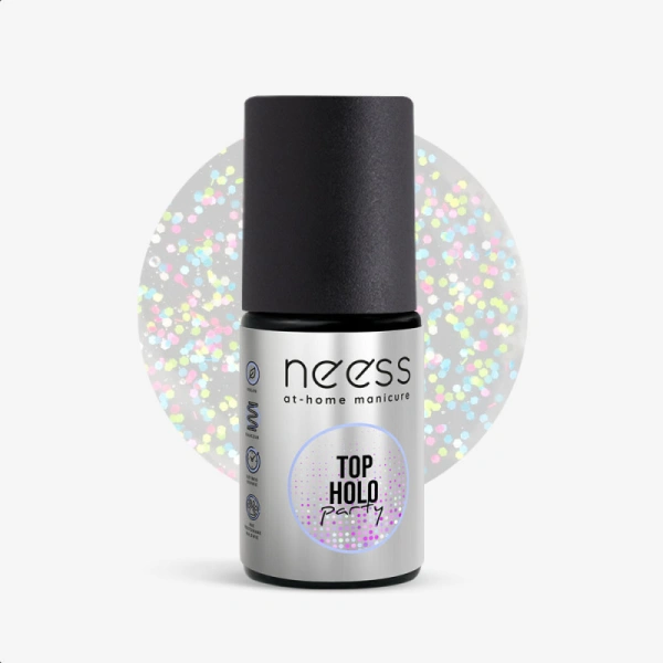 NEESS Holo Party top do lakieru hybrydowego holograficzny z drobinkami 4ml