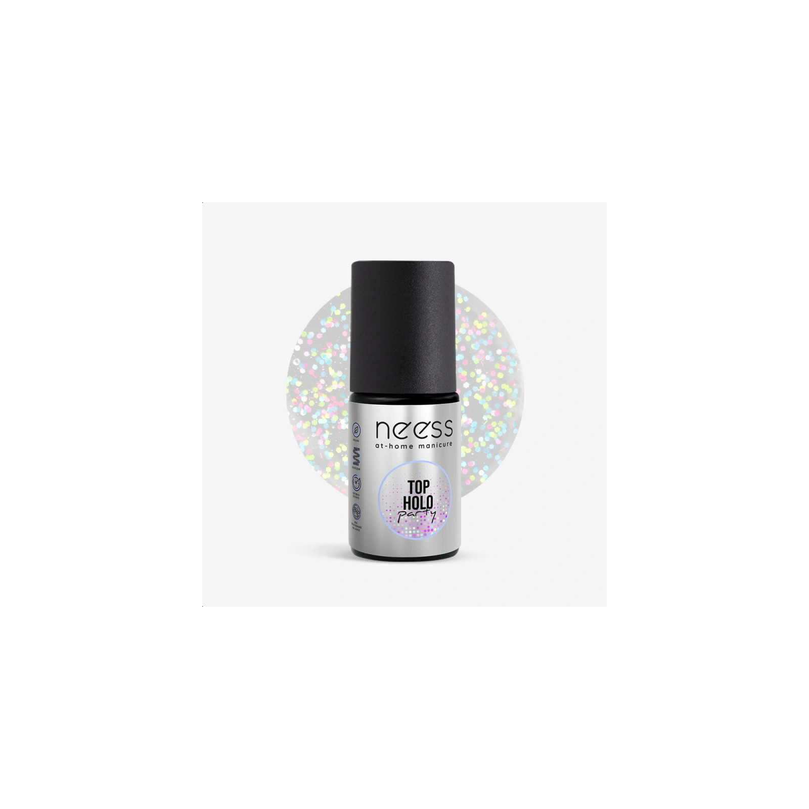 NEESS Holo Party top do lakieru hybrydowego holograficzny z drobinkami 4ml