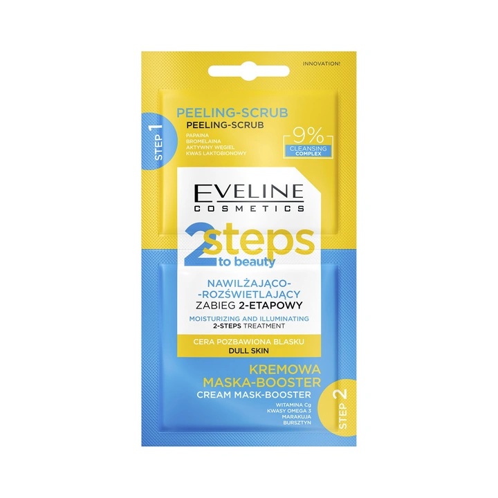 EVELINE 2Steps To Beauty nawilżająco-rozświetlający zabieg dwuetapowy 2x4ml