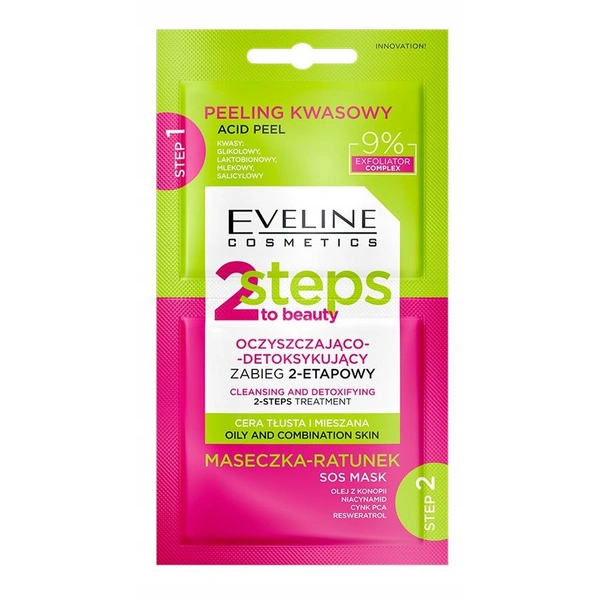 EVELINE 2Steps To Beauty oczyszczająco-detoksykujący zabieg dwuetapowy 2x4ml