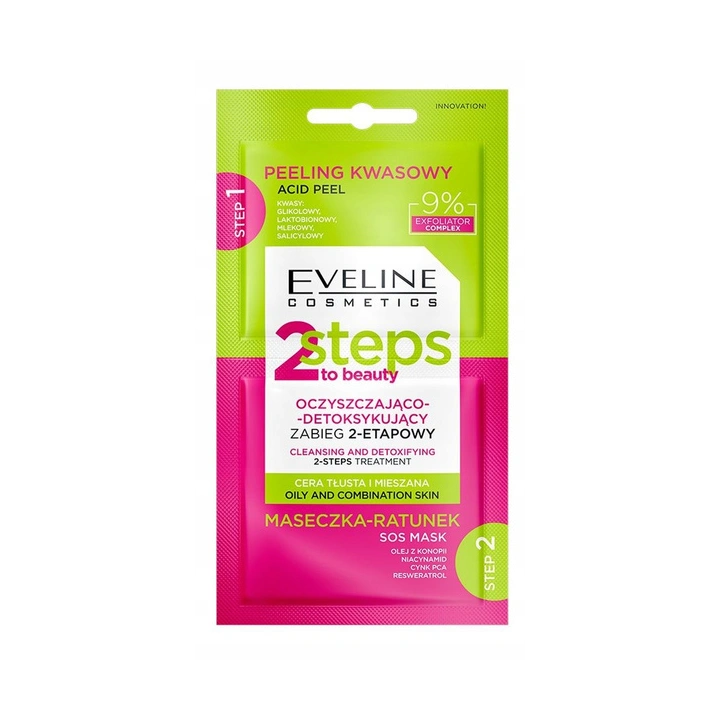 EVELINE 2Steps To Beauty oczyszczająco-detoksykujący zabieg dwuetapowy 2x4ml