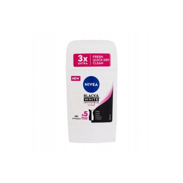 NIVEA Black & White Invisible antyperspirant w sztyfcie Clear 50ml