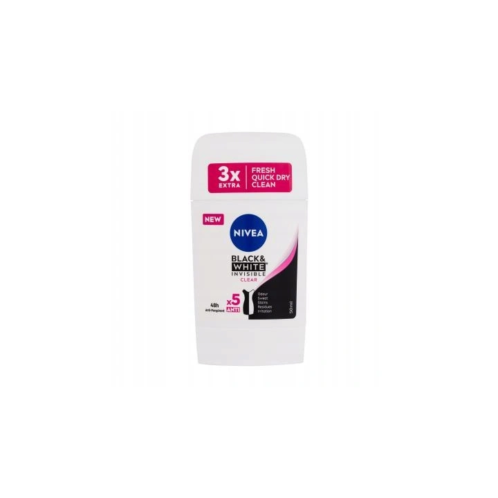 NIVEA Black & White Invisible antyperspirant w sztyfcie Clear 50ml