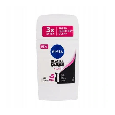 NIVEA Black & White Invisible antyperspirant w sztyfcie Clear 50ml