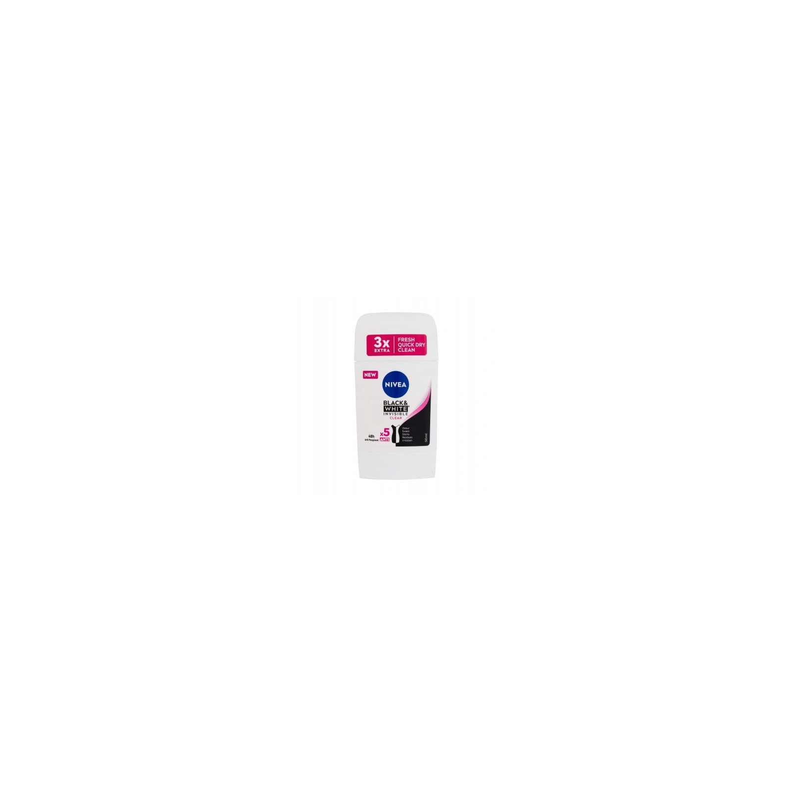 NIVEA Black & White Invisible antyperspirant w sztyfcie Clear 50ml