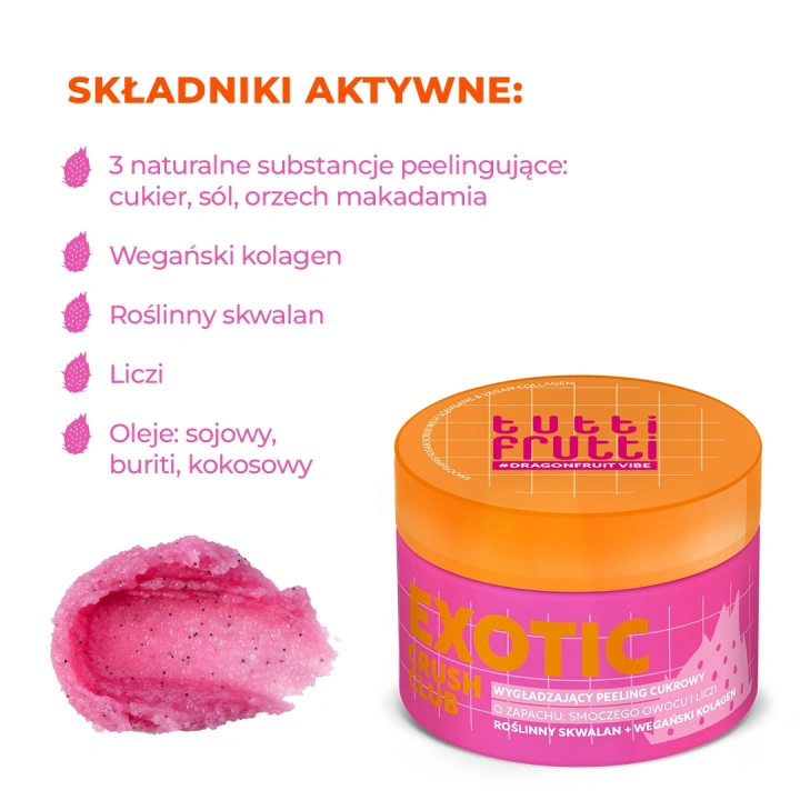 FARMONA Tutti Frutti Exotic Crush Club wygładzający peeling cukrowy Smoczy Owoc i Liczi 250ml