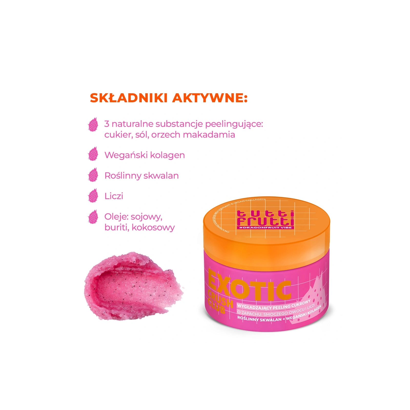 FARMONA Tutti Frutti Exotic Crush Club wygładzający peeling cukrowy Smoczy Owoc i Liczi 250ml