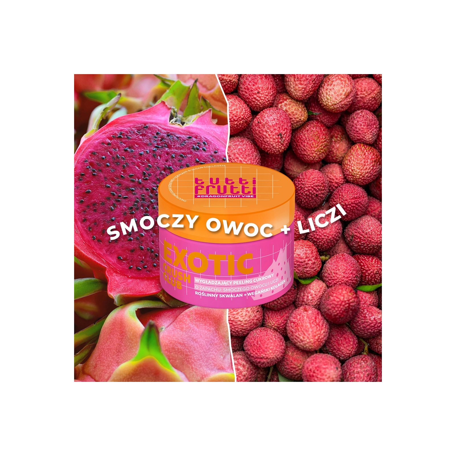 FARMONA Tutti Frutti Exotic Crush Club wygładzający peeling cukrowy Smoczy Owoc i Liczi 250ml
