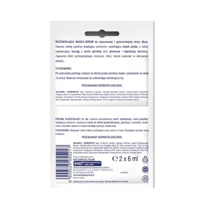 DAX Perfecta Spa Manicure peeling i maska do dłoni Duosaszetka 12ml