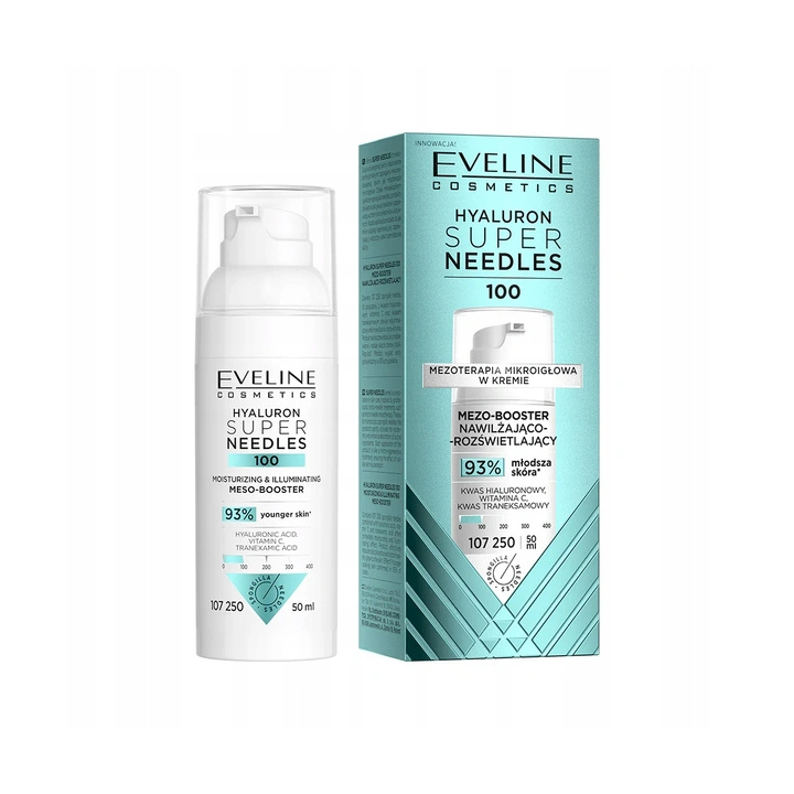 EVELINE Hyaluron Super Needles 100 mezo-booster nawilżająco-rozświetlający 50ml