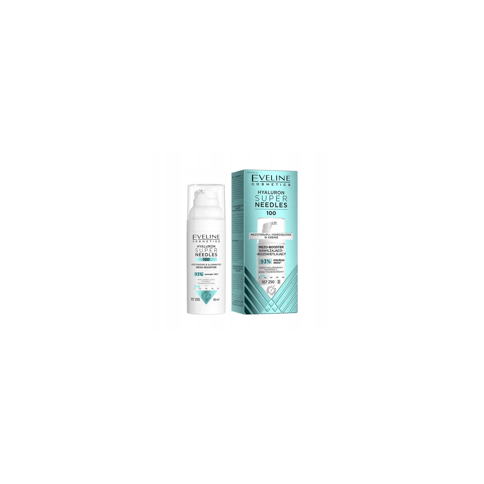 EVELINE Hyaluron Super Needles 100 mezo-booster nawilżająco-rozświetlający 50ml