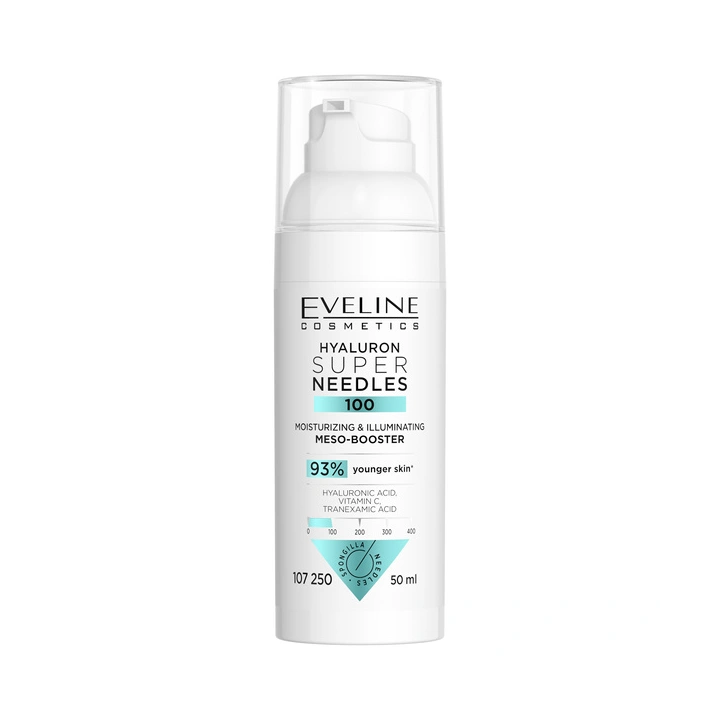 EVELINE Hyaluron Super Needles 100 mezo-booster nawilżająco-rozświetlający 50ml