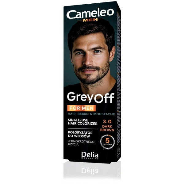 Delia DELIA Cameleo Men Grey Off farba do włosów, wąsów i brody w saszetce 3,0 Dark Brown 2x15ml — Składniki i ocena